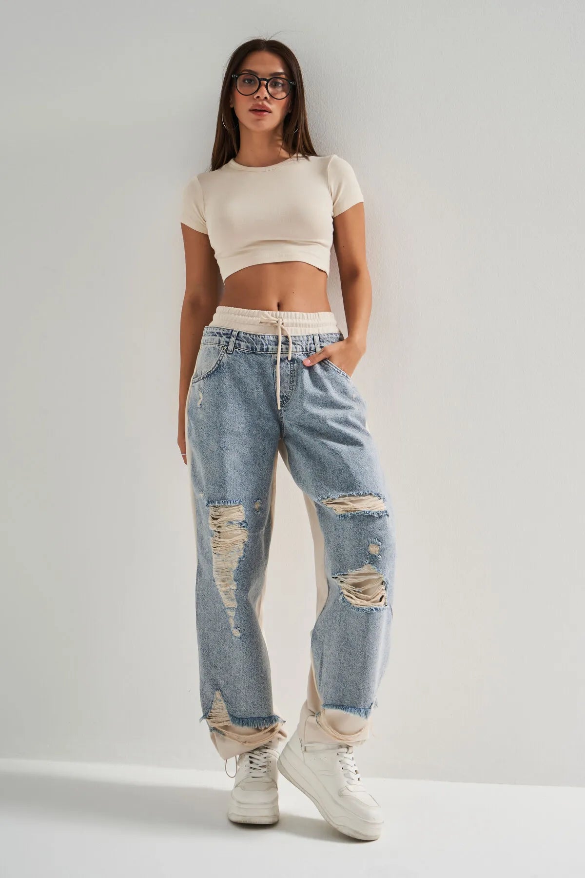 Ripped Denim Sweats