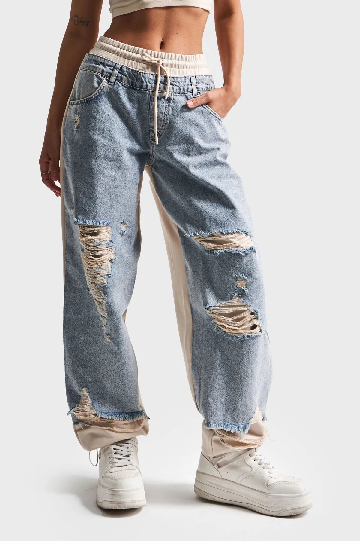 Ripped Denim Sweats