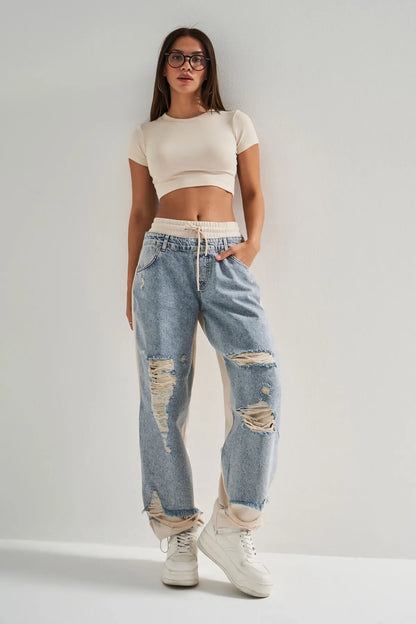 Ripped Denim Sweats